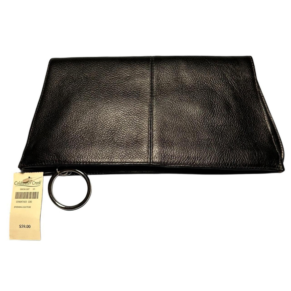 Coldwater Creek Handbags - Coldwater Creek black leather foldable clutch bag